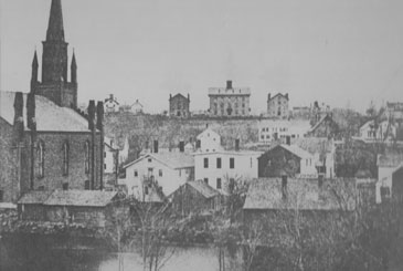 View of the original Tilton School buildings from Sanbornton