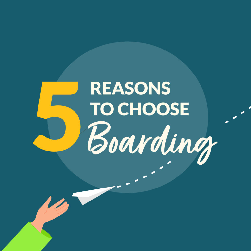Graphic with text: "5 reasons to choose Boarding"
