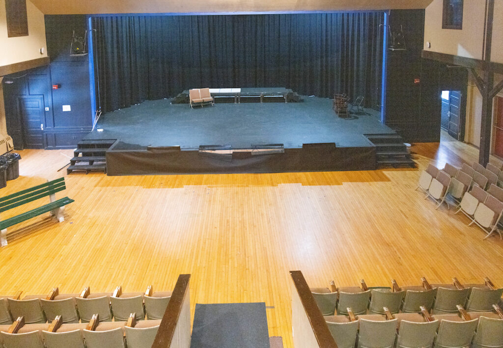 The stage and seating inside Hamilton Hall