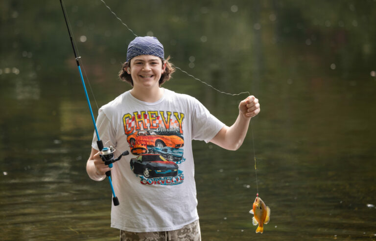 10th graders learn to fish during Student Experience Block on Sept. 28, 2023 at Winnipesaukee River in Tilton , N.H. (Jesse Wolfe/Tilton School)